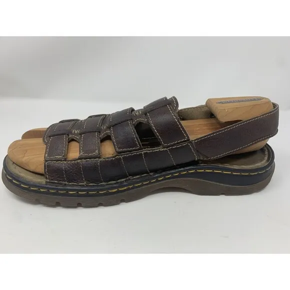 Dr Martens ARC M 12 Brown  Leather Buckle Strap Fisherman Sandals Y2K Vintage