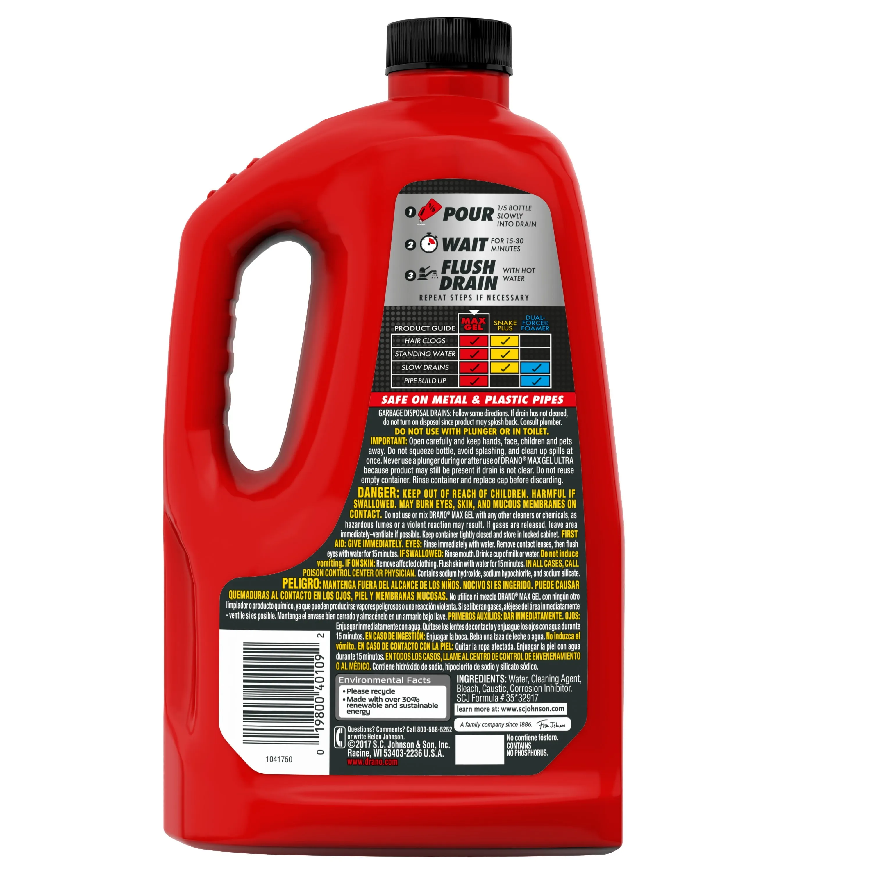 Drano Max Gel Drain Clog Remover and Cleaner for Shower or Sink Drains 80 Oz