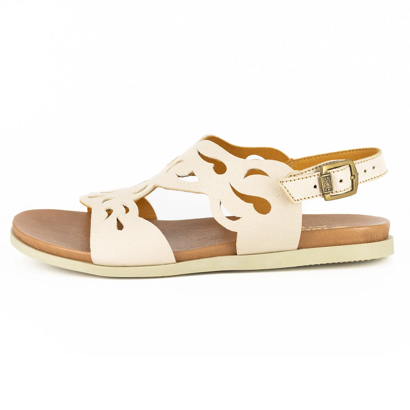Faraji : Ladies Leather Sandal in Cream Cayak