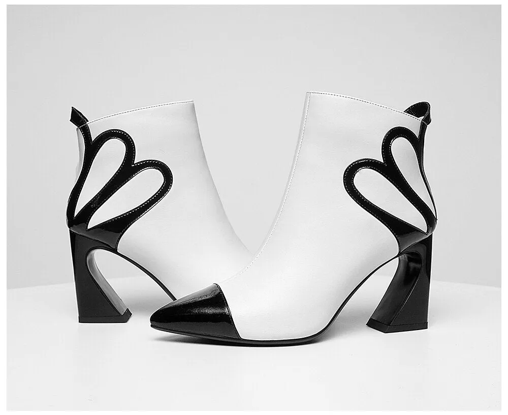 Fashion Design Boots Special Square Heel High Quality Genuine Leather Sexy Pointed Toe Shoes New Women's Boots