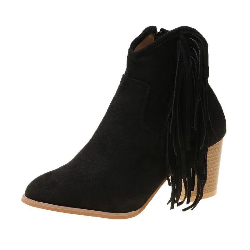 Fashion Leopard Tassel Zipper Ankle Boots