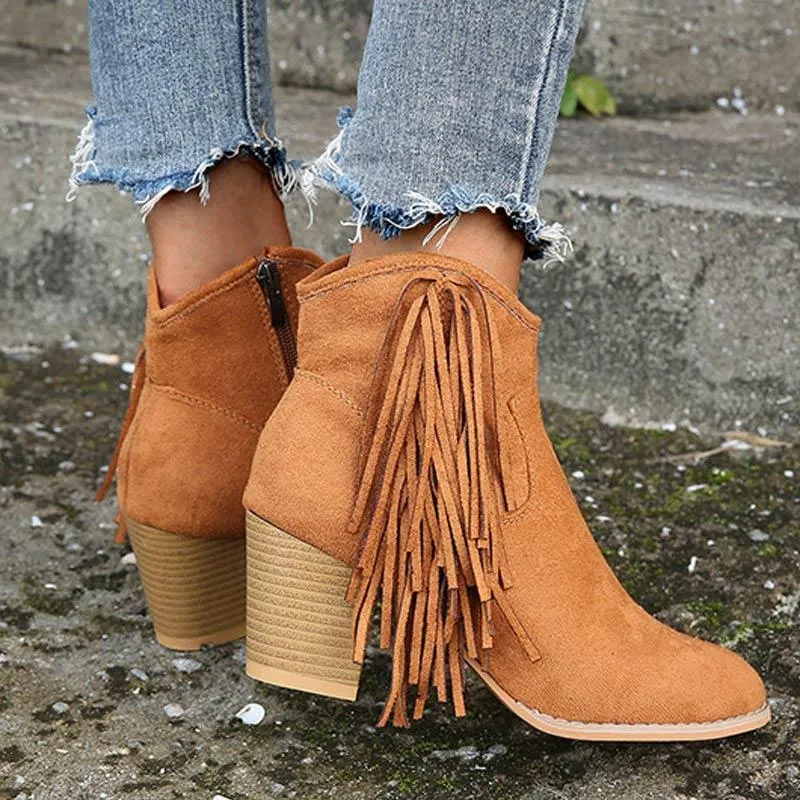 Fashion Leopard Tassel Zipper Ankle Boots