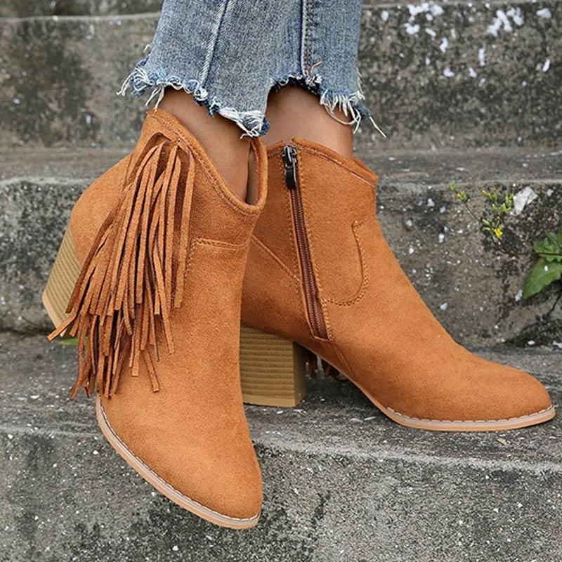 Fashion Leopard Tassel Zipper Ankle Boots