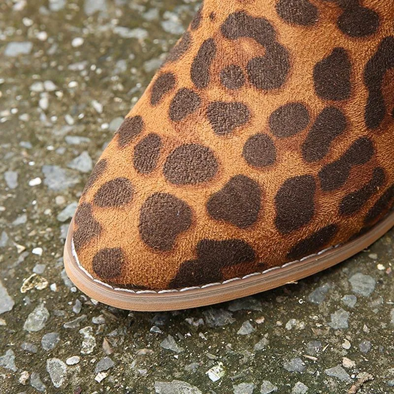 Fashion Leopard Tassel Zipper Ankle Boots