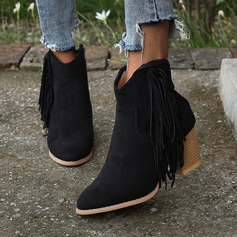 Fashion Leopard Tassel Zipper Ankle Boots