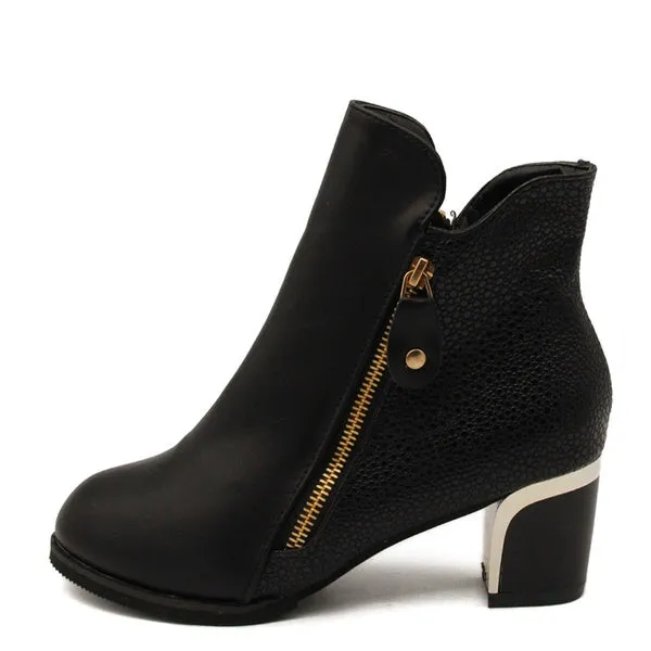 Female High Heel Thick with Side Zipper Large Size Ladies Boots
