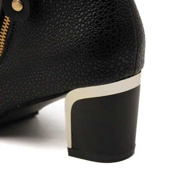 Female High Heel Thick with Side Zipper Large Size Ladies Boots