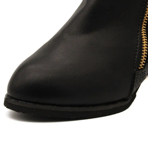 Female High Heel Thick with Side Zipper Large Size Ladies Boots