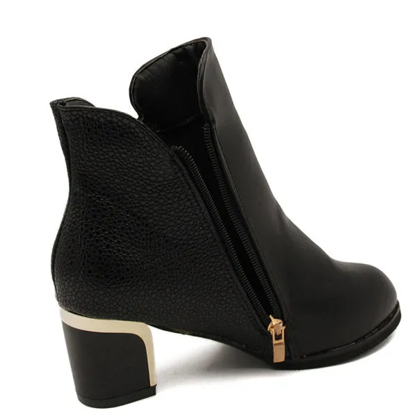 Female High Heel Thick with Side Zipper Large Size Ladies Boots