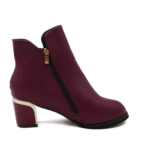Female High Heel Thick with Side Zipper Large Size Ladies Boots