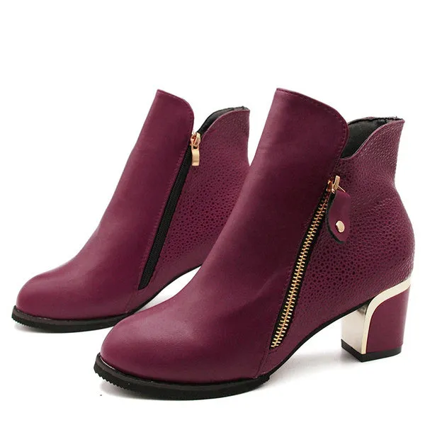 Female High Heel Thick with Side Zipper Large Size Ladies Boots