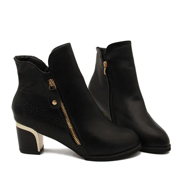 Female High Heel Thick with Side Zipper Large Size Ladies Boots