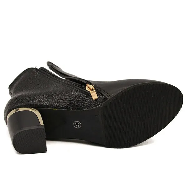 Female High Heel Thick with Side Zipper Large Size Ladies Boots