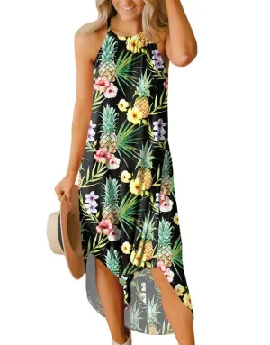 For G and PL Women's Summer Casual Halter Side Slit Long Maxi Beach Dress Vacation Resort Sundress