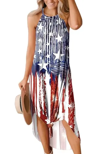 For G and PL Women's Summer Casual Halter Side Slit Long Maxi Beach Dress Vacation Resort Sundress
