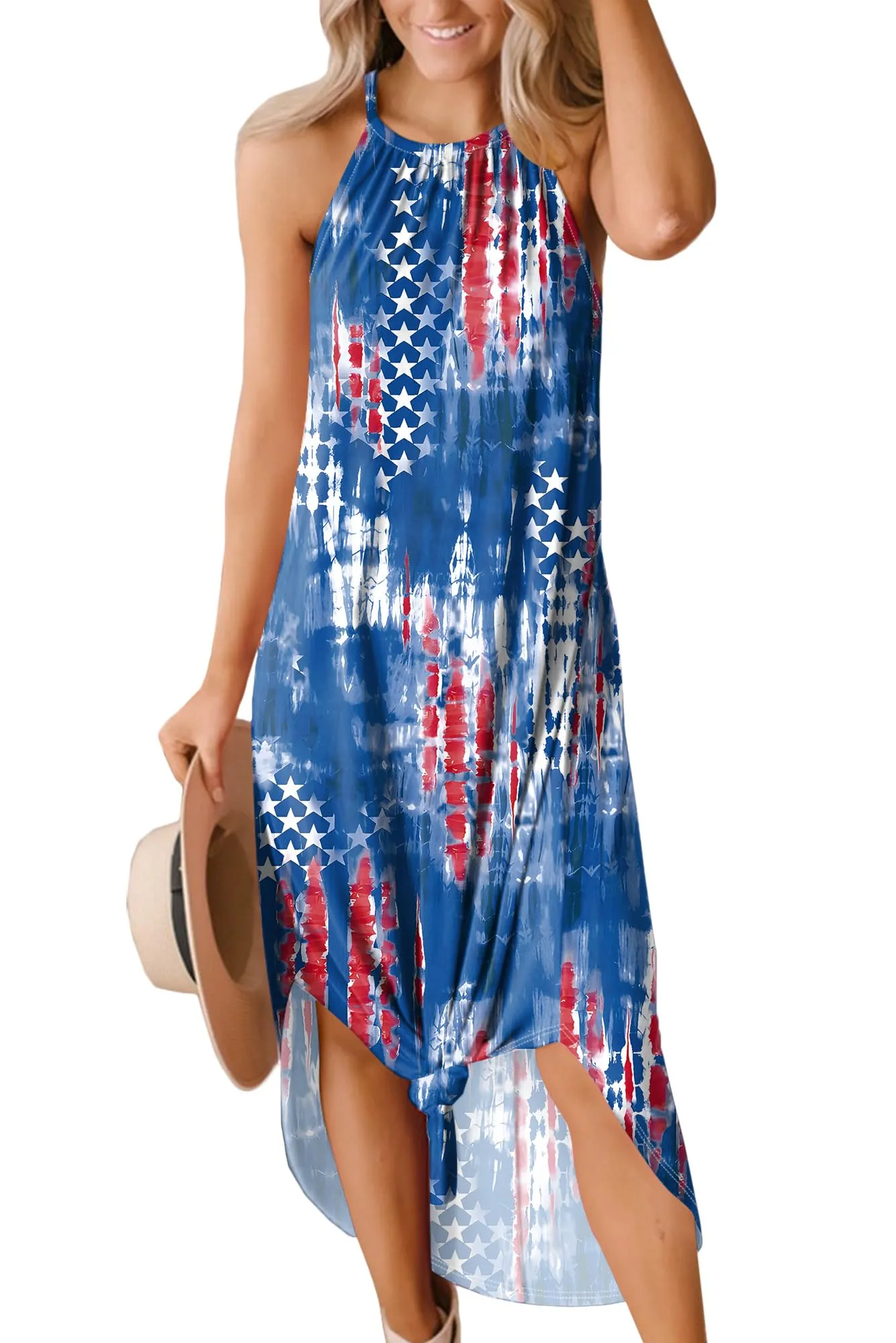 For G and PL Women's Summer Casual Halter Side Slit Long Maxi Beach Dress Vacation Resort Sundress