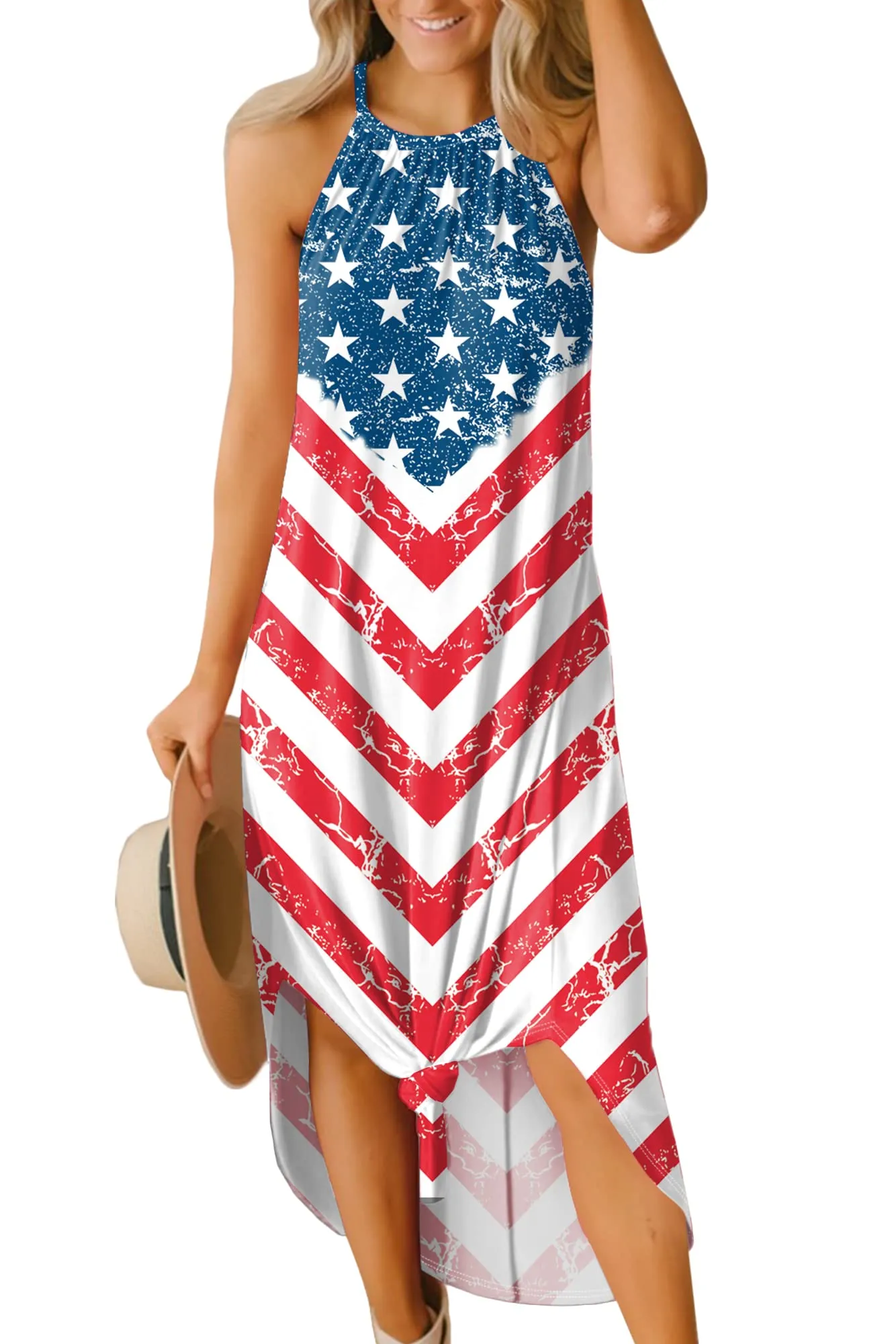 For G and PL Women's Summer Casual Halter Side Slit Long Maxi Beach Dress Vacation Resort Sundress