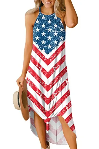 For G and PL Women's Summer Casual Halter Side Slit Long Maxi Beach Dress Vacation Resort Sundress