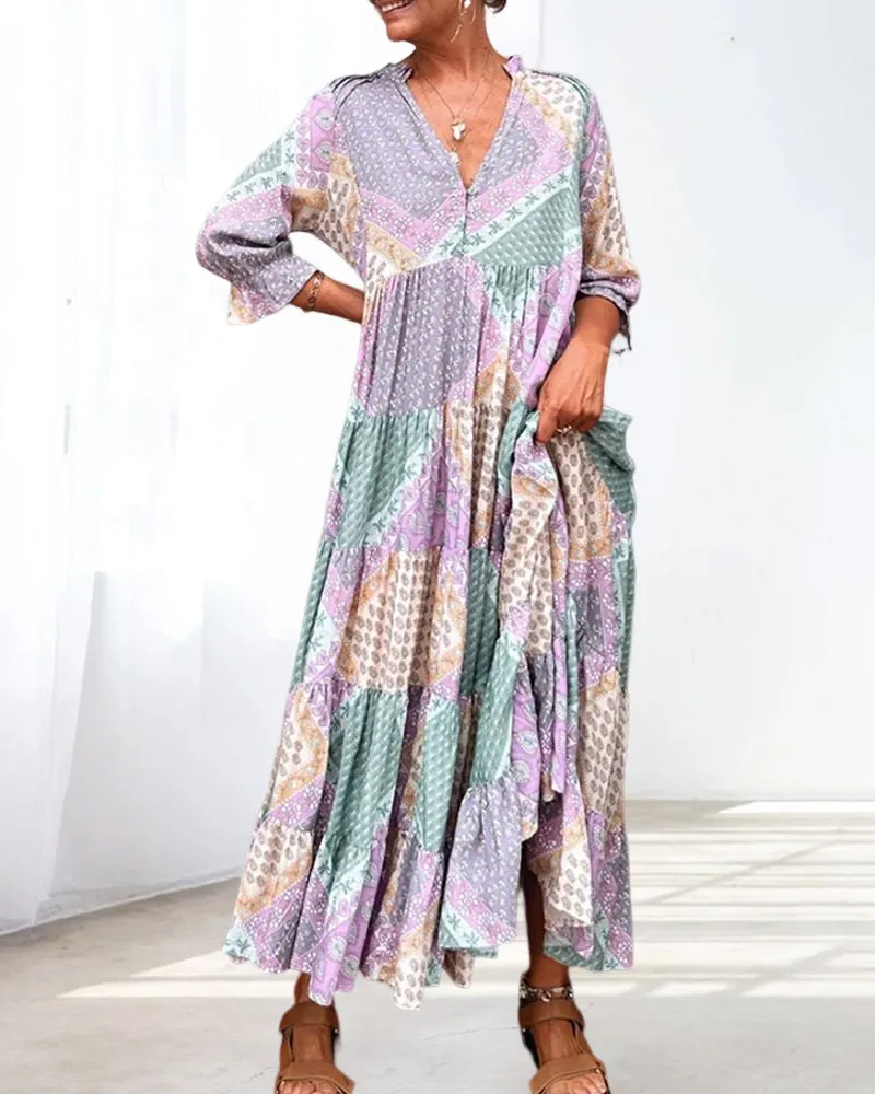 Gemma | Printed V-Neck Dress