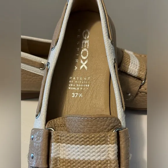 Geox Respira size 37.5 Beige Glove Leather Driving Mocs Loafers Shoes us size 7