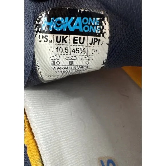 Hoka One One Mens Arahi 5 Blue Running Shoes Size 12 Wide Sneakers Cushioned