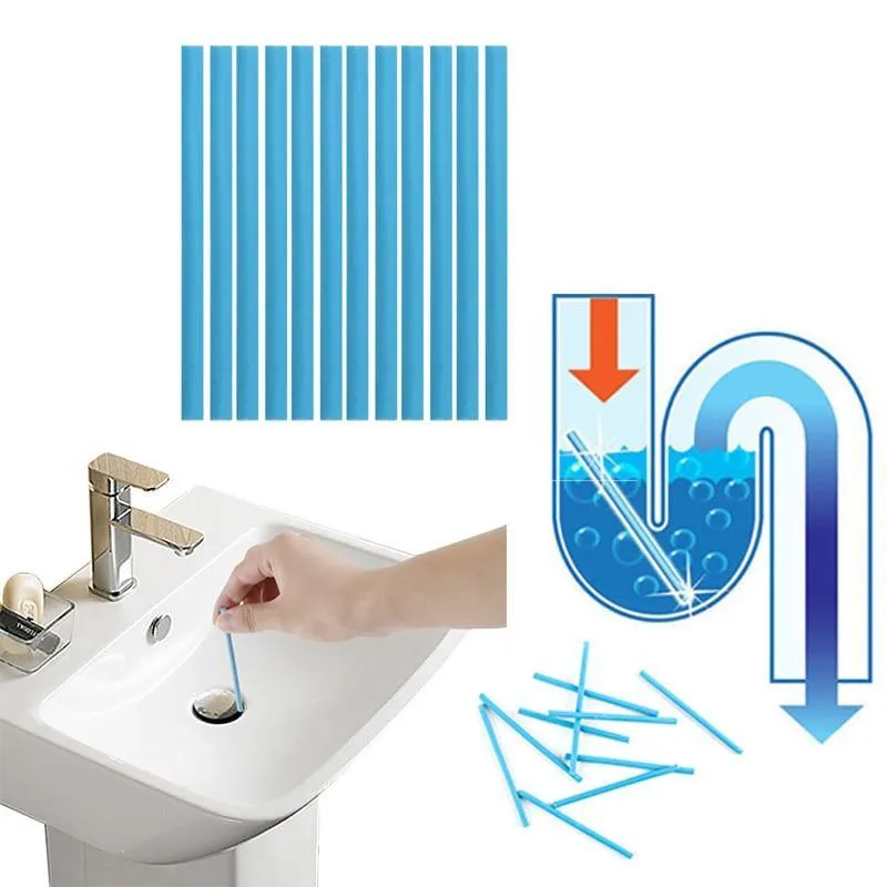 IcoolGadgets 12pcs/Pack Sani Sewer Rod Drain Cleaner Sticks Kitchen Toilet Bathtub Sewage Decontamination To Deodorant Sewer Stop Clogs tools
