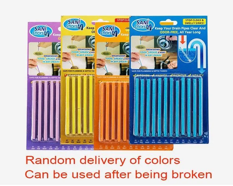 IcoolGadgets 12pcs/Pack Sani Sewer Rod Drain Cleaner Sticks Kitchen Toilet Bathtub Sewage Decontamination To Deodorant Sewer Stop Clogs tools