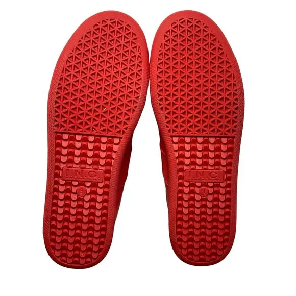 INC Men’s Faux Leather Sneakers Red Size 9