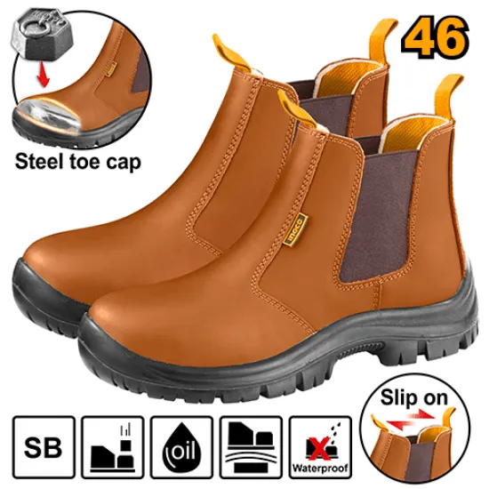 Ingco Brown Leather Safety Boot with Steel Toe Cap - SSH08SB