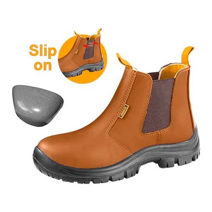 Ingco Brown Leather Safety Boot with Steel Toe Cap - SSH08SB