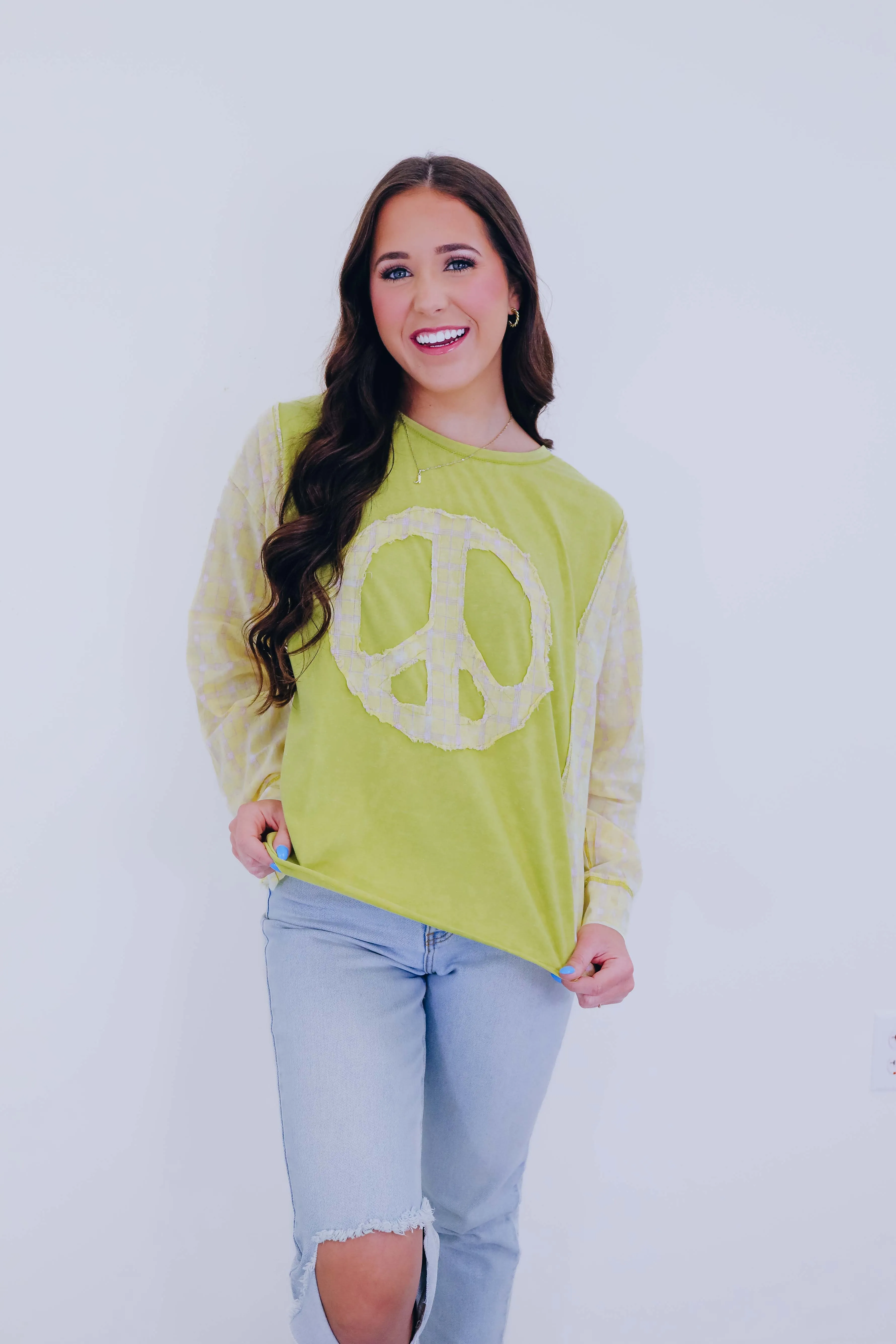 Inner Peace Plaid Patch Top