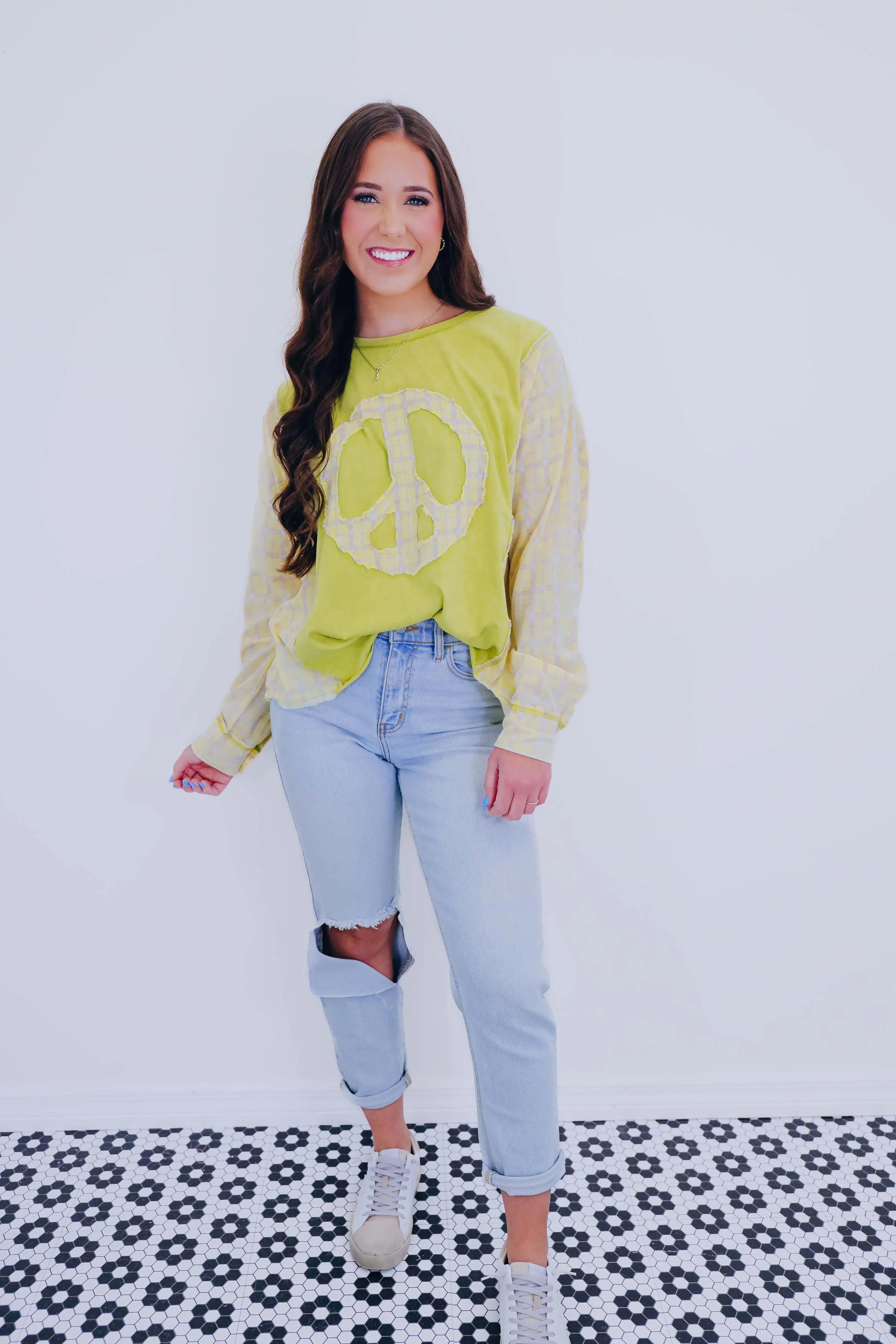 Inner Peace Plaid Patch Top