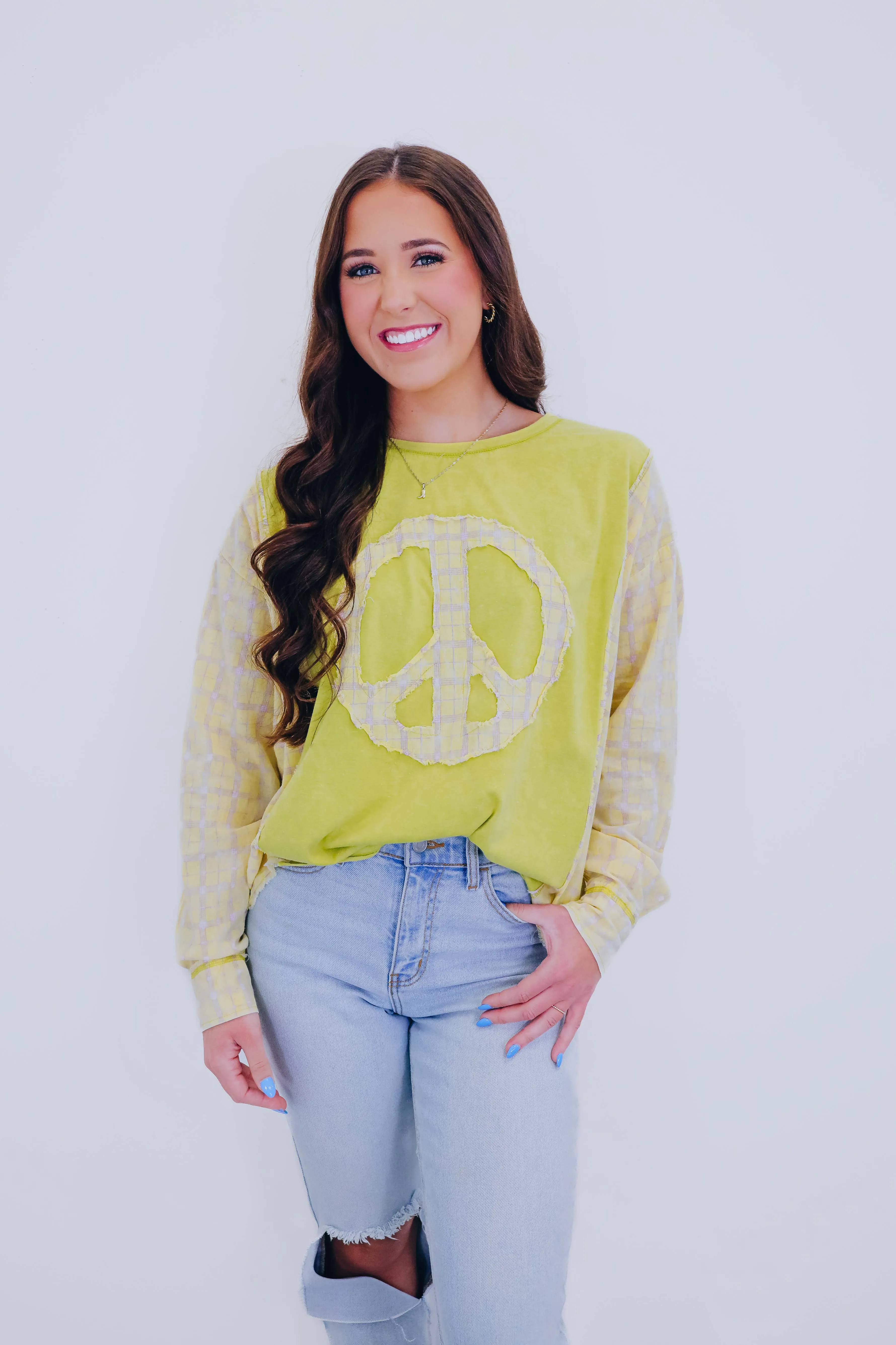 Inner Peace Plaid Patch Top