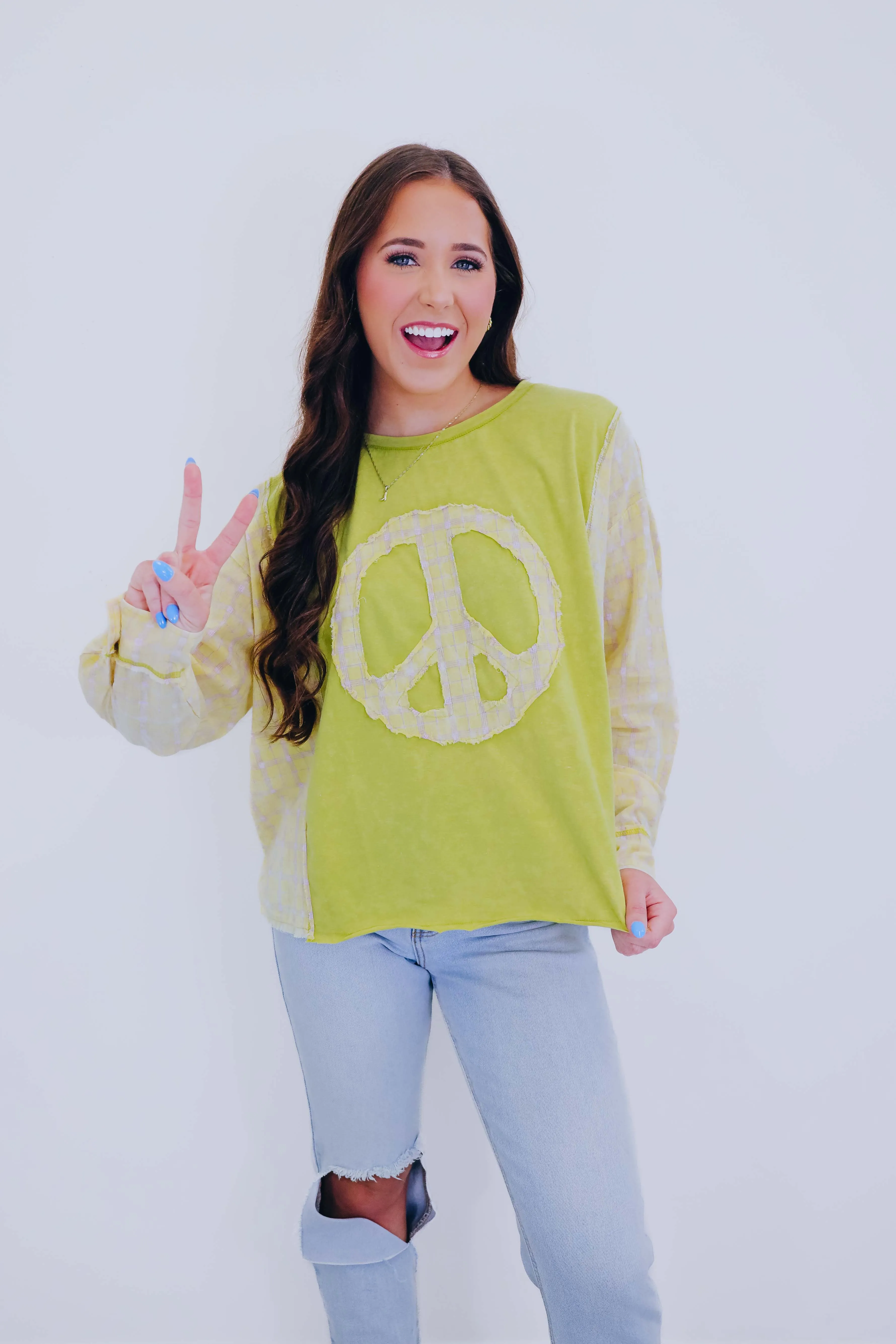 Inner Peace Plaid Patch Top