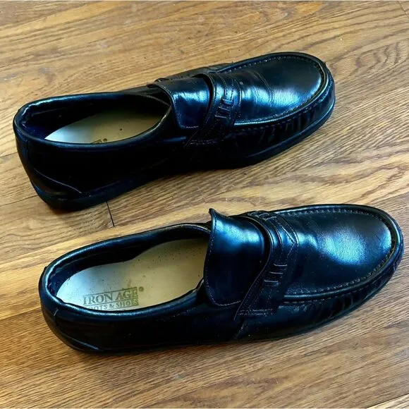 Iron Age Steel‎ Toe Work Safety Black Leather Penny Loafers LM82736 Mens 12W USA