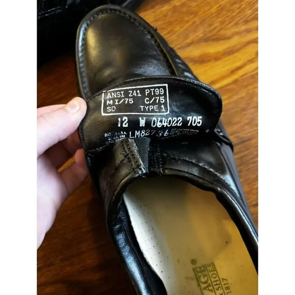 Iron Age Steel‎ Toe Work Safety Black Leather Penny Loafers LM82736 Mens 12W USA