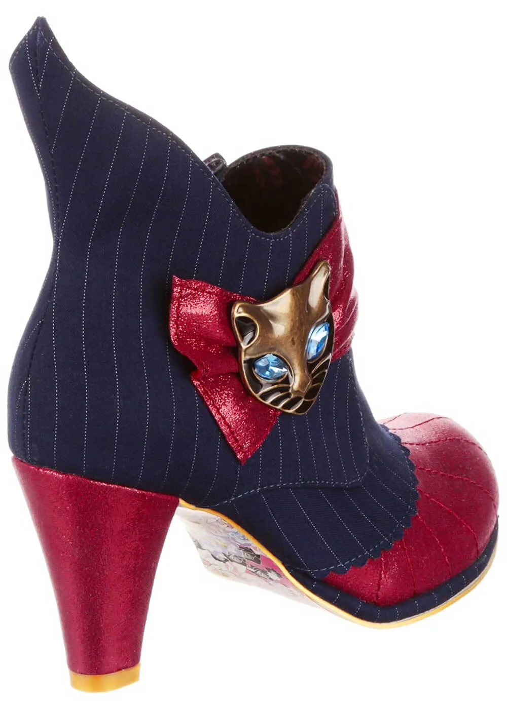 Irregular Choice Miaow Cat Boots Navy Red