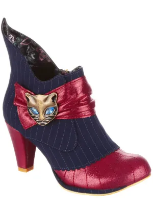 Irregular Choice Miaow Cat Boots Navy Red