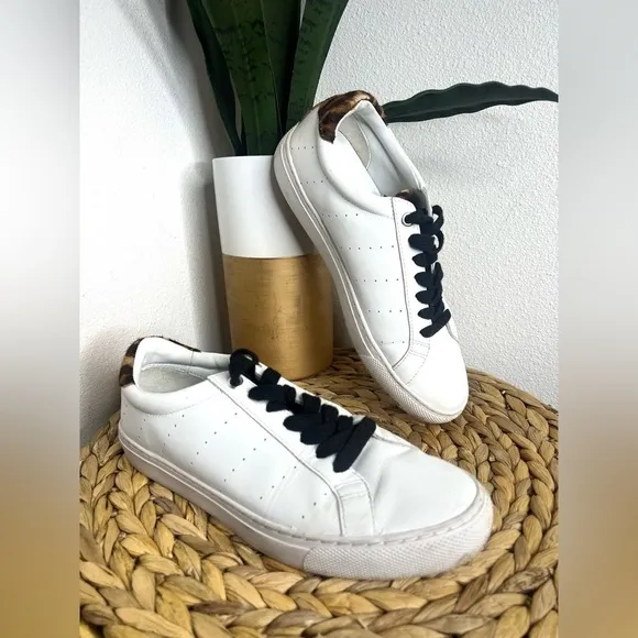 J. Crew Saturday sneakers with leopard calf hair detail