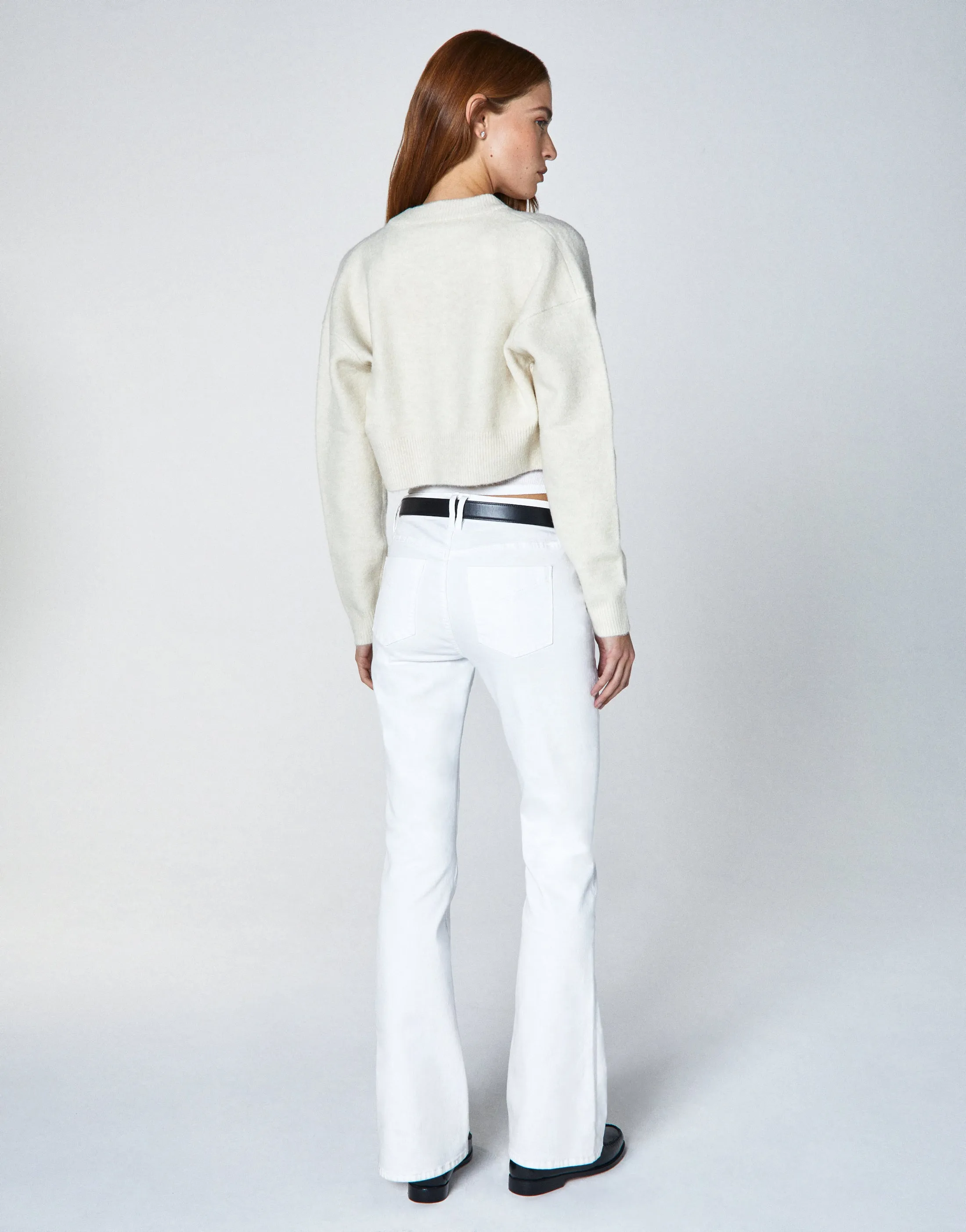 JAN Mid-Rise Slim Flare in Porcelain
