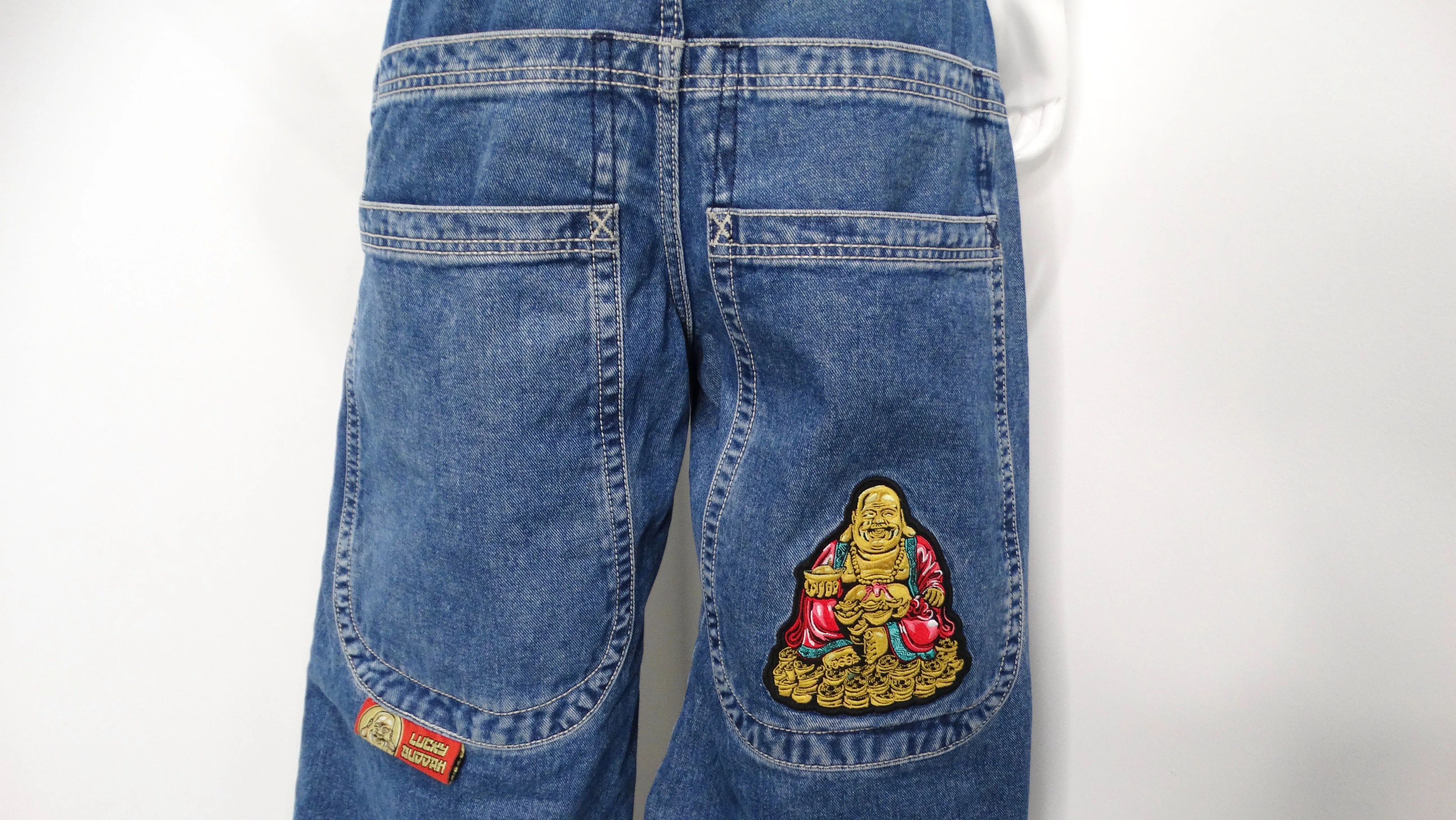 JNCO Lucky Buddha Limited Edition Dark Stone Blue Denim Baggy Jeans