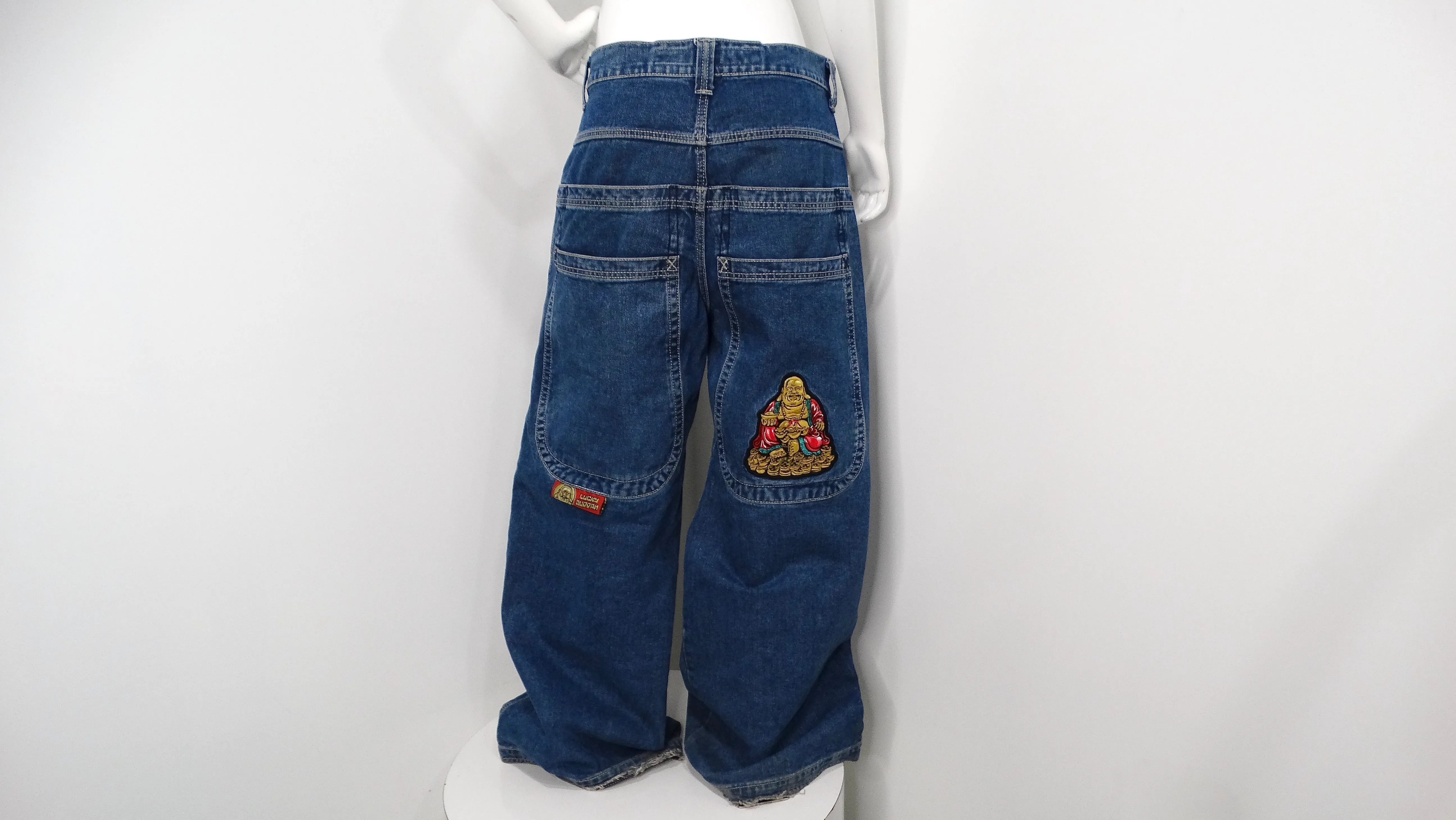 JNCO Lucky Buddha Limited Edition Dark Stone Blue Denim Baggy Jeans