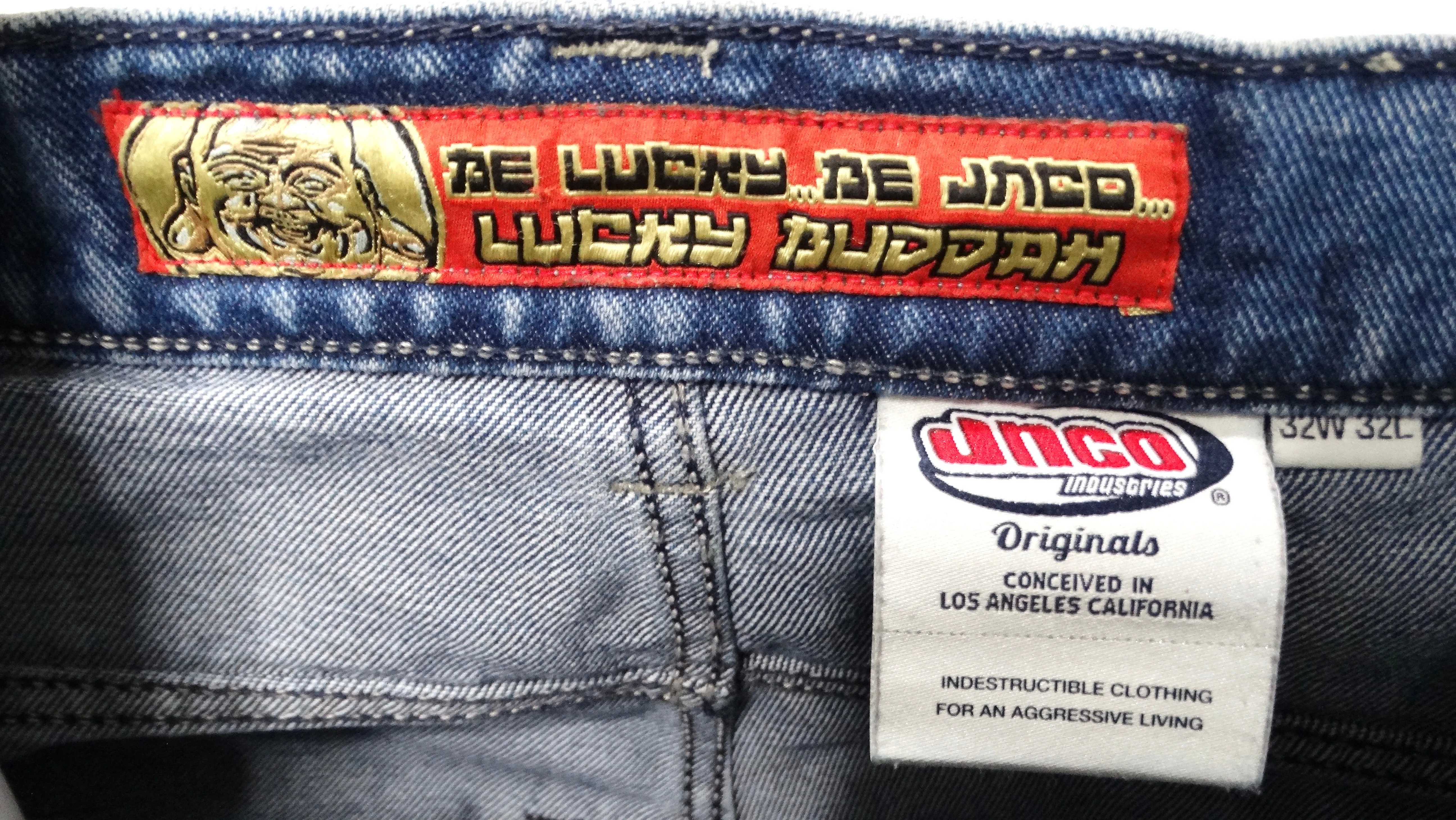 JNCO Lucky Buddha Limited Edition Dark Stone Blue Denim Baggy Jeans