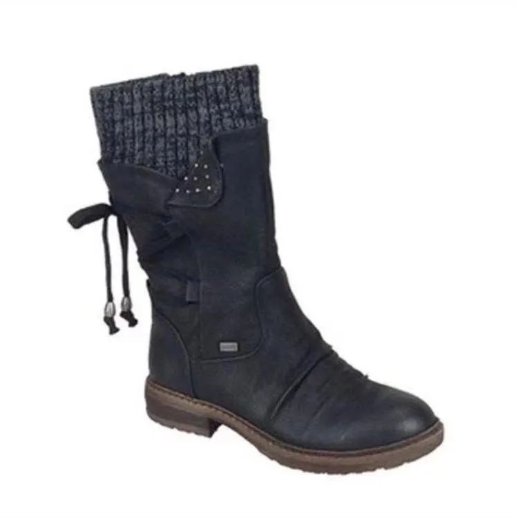 Joint Knit Suede Round Head Shoes