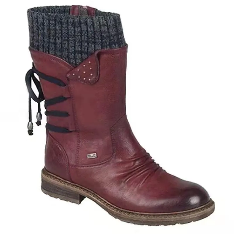 Joint Knit Suede Round Head Shoes