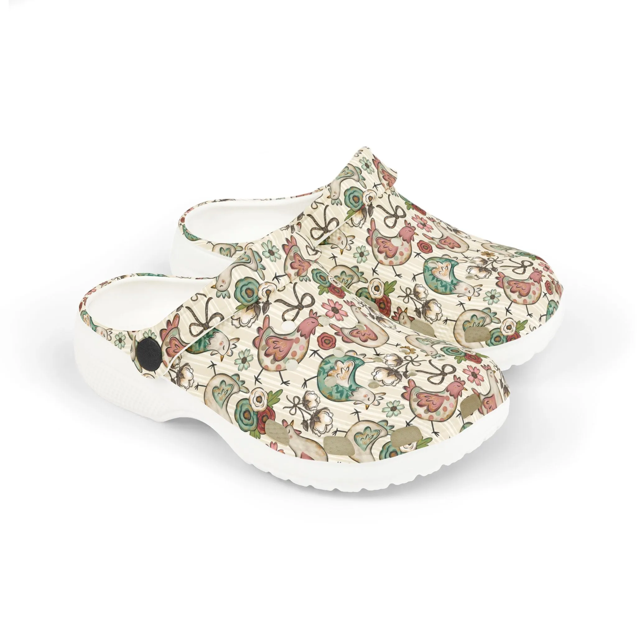 Kid's Floral Chicken EVA Foam Clogs - Comfortable Summer Footwear for Playtime