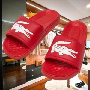 LACOSTE DUALISTE SLIDE SANDALS~RED / WHITE CROCODILE~SZ 12.0
