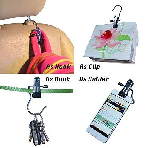 Laxhand 12PCS Laundry Hanging Hooks with Clips Boot Hanger Heavy Duty Clothes Pins, Portable Stainless Drying Clip for Bras, Socks, Towels, Underwear