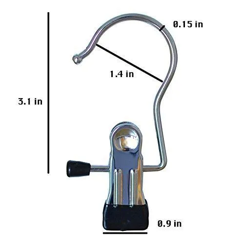 Laxhand 12PCS Laundry Hanging Hooks with Clips Boot Hanger Heavy Duty Clothes Pins, Portable Stainless Drying Clip for Bras, Socks, Towels, Underwear