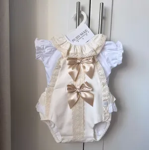Lemon Bow Front Romper With White Blouse - Elizabeth
